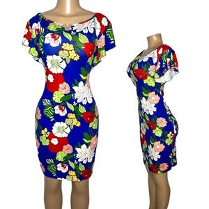NWT True Size M Stretchy Blue Floral Women Dress Stretchy and soft Cute dress
